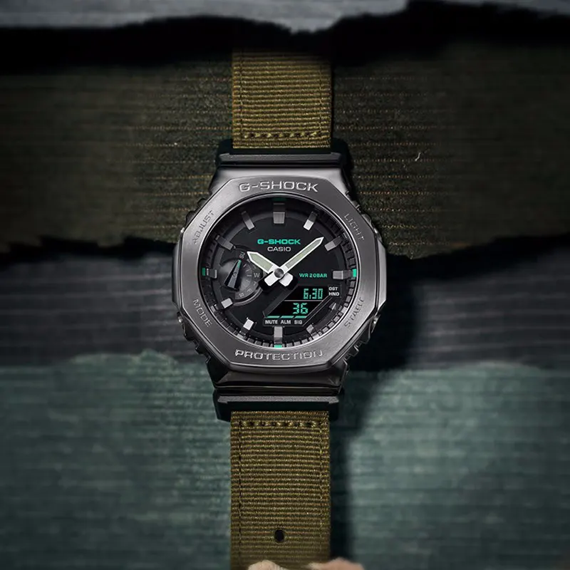 Casio G-Shock Digital Dial Fabric Band Militarty Men’s Watch- GM-2100CB-3A
